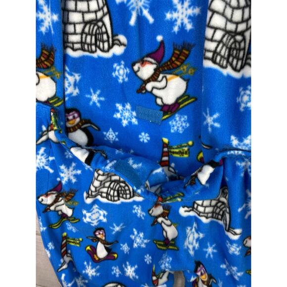 Winter Wonderland Footed Pajamas Adult Sz L Penguins Bears Igloo Dark Blue NWT - Picture 9 of 9